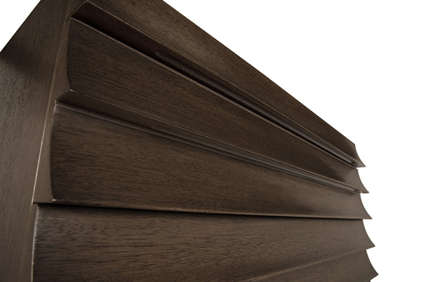 Frederico Fluted Walnut Console Table with Four Drawers for Entryway or Living Room