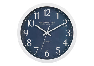 Monarch Specialties Clocks, Sleek 12" Round Wall Clock With Dark Bronze Dial, Silent Quartz Movement, Modern Accent BLUE,WHITE I 9116