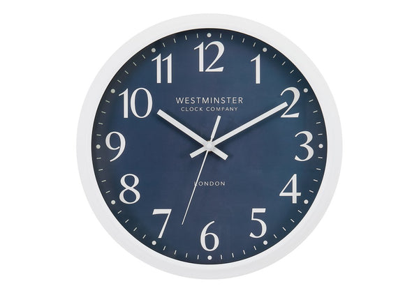 Monarch Specialties Clocks, Sleek 12" Round Wall Clock With Dark Bronze Dial, Silent Quartz Movement, Modern Accent BLUE,WHITE I 9116