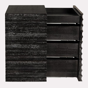 Pacelli Fluted Walnut Console Table with Four Smooth Glide Drawers for Modern Entryways