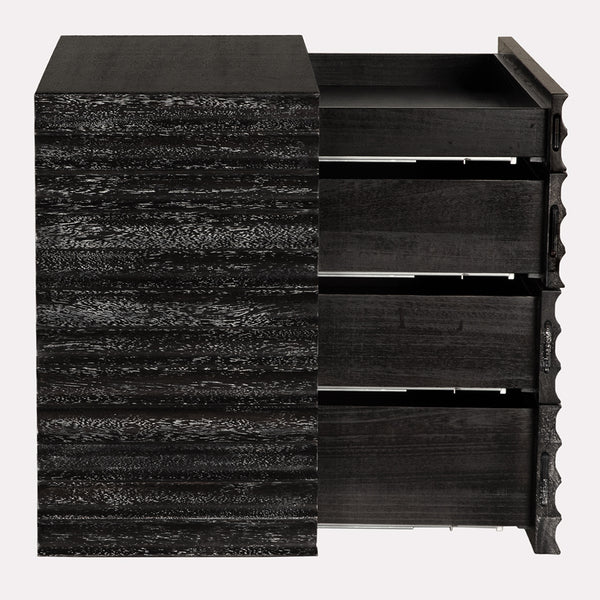 Pacelli Fluted Walnut Console Table with Four Smooth Glide Drawers for Modern Entryways