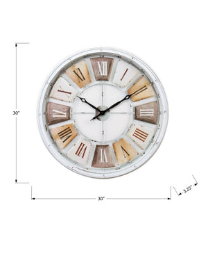 Monarch Specialties Clocks, 30" Oversized Transitional Wall Clock With Antique-Inspired Dial, Quiet Quartz Movement WHITE,BLACK,BROWN,NATURAL I 9036