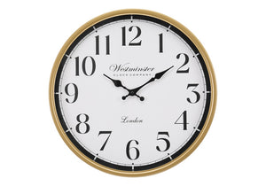 Monarch Specialties Clocks, 16" Round Wall Clock With Antique Metallic Frame, Silent Quartz Movement, Easy-Read Dial GOLD,BLACK,WHITE I 9088