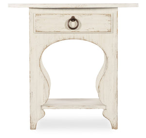 Hooker Furniture Americana Vintage Oval Nightstand With One Self-Closing Drawer, Honey Interior & Carved Legs Whites/Creams/Beiges 7050-90115-02