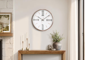 Monarch Specialties Clocks, 14" Round Wall Clock With Luminous Metal Frame, Roman Numerals, Silent Quartz Movement GOLD,BLACK,WHITE I 9094