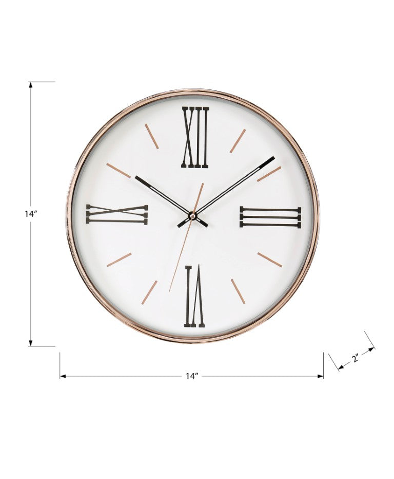 Monarch Specialties Clocks, 14" Round Wall Clock With Luminous Metal Frame, Roman Numerals, Silent Quartz Movement GOLD,BLACK,WHITE I 9094