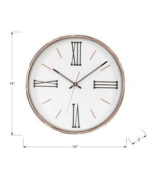 Monarch Specialties Clocks, 14" Round Wall Clock With Luminous Metal Frame, Roman Numerals, Silent Quartz Movement GOLD,BLACK,WHITE I 9094