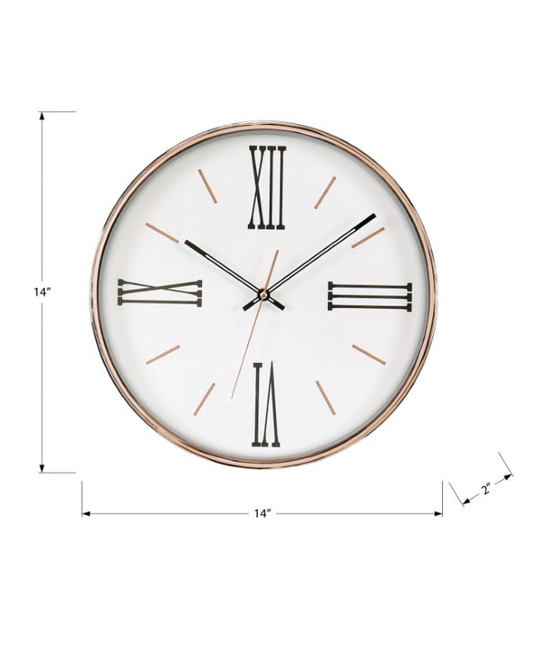 Monarch Specialties Clocks, 14" Round Wall Clock With Luminous Metal Frame, Roman Numerals, Silent Quartz Movement GOLD,BLACK,WHITE I 9094