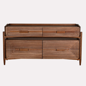 Savino Sideboard Four Drawer Walnut Veneer Buffet for Dining or Living Spaces
