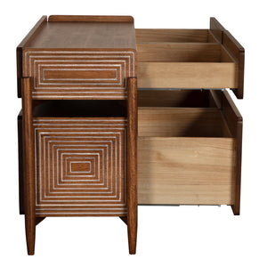 Savino Sideboard Four Drawer Walnut Veneer Buffet for Dining or Living Spaces