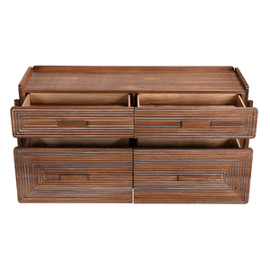 Savino Sideboard Four Drawer Walnut Veneer Buffet for Dining or Living Spaces