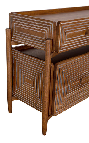 Savino Sideboard Four Drawer Walnut Veneer Buffet for Dining or Living Spaces