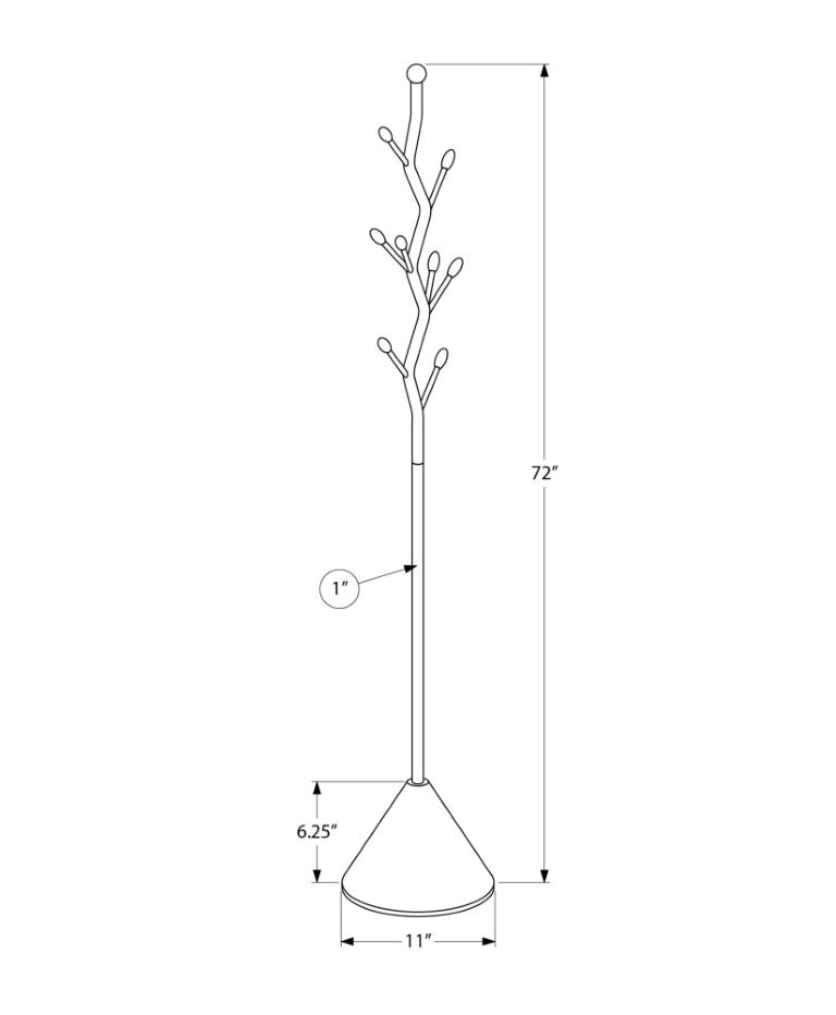 Monarch Specialties Coat Hall Tree With 8 Hooks For Entryway — Space-Saving Vertical Metal Stand, Stable Base, 72" BLACK I 2020