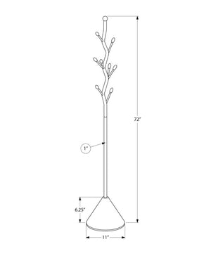 Monarch Specialties Coat Hall Tree With 8 Hooks For Entryway — Space-Saving Vertical Metal Stand, Stable Base, 72" BLACK I 2020