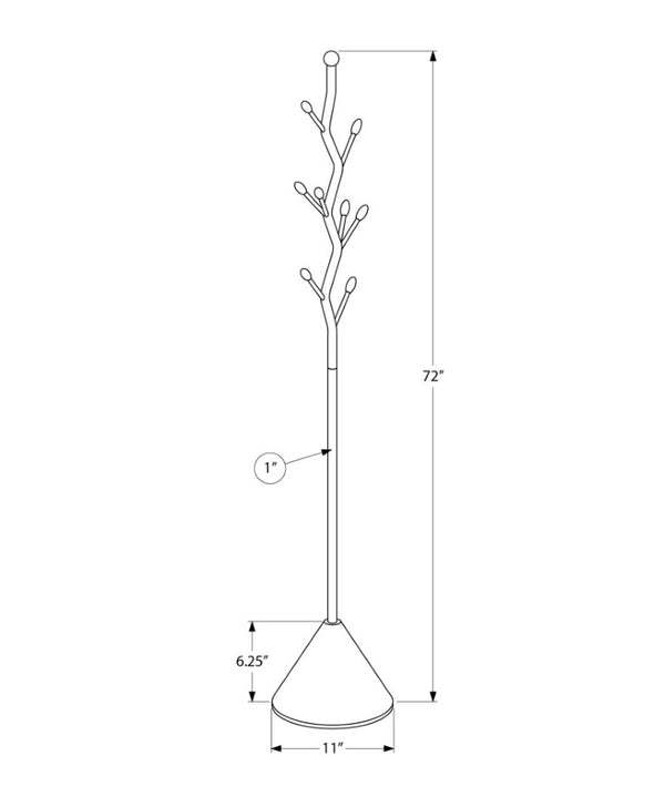 Monarch Specialties Coat Hall Tree With 8 Hooks For Entryway — Space-Saving Vertical Metal Stand, Stable Base, 72" BLACK I 2020
