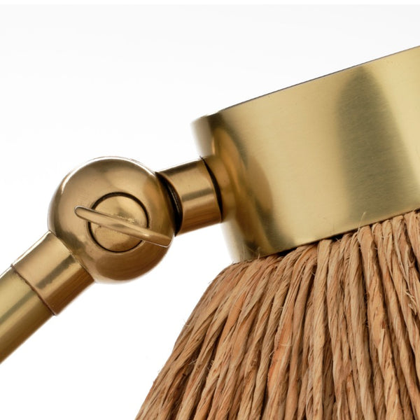 Jamie Young Co. Fitzgerald Handwoven Jute Floor Lamp With Brushed Brass Base, Coastal Acacia Wood Texture, 40"H 9FITZGERFLNA