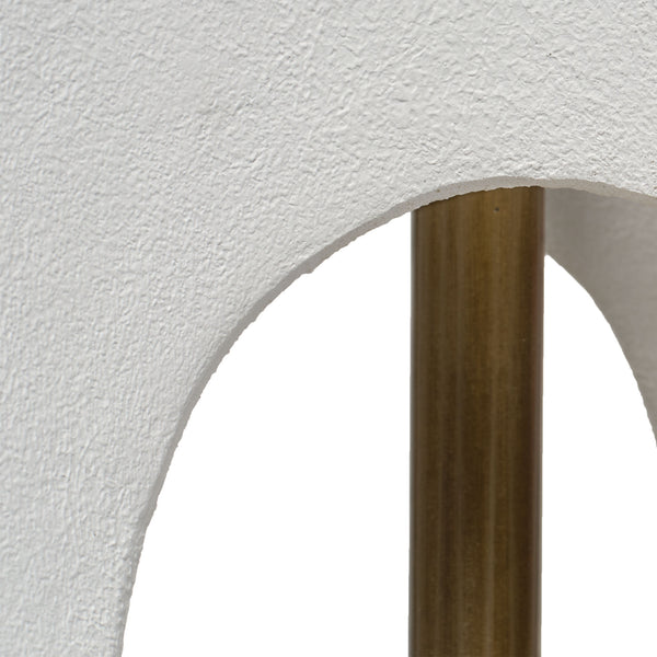 Jamie Young Co. Swan Sculptural Table Lamp In White Resin With Linen Shade, Antique Brass Accents & Acrylic Base 9SWANTLWH