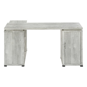 Monarch Specialties Computer L-Shaped Corner Desk With Reclaimed Wood-Look Laminate, Reversible Setup & Storage Drawers GREY I 7421