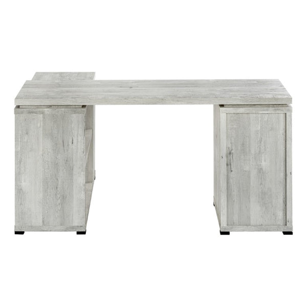 Monarch Specialties Computer L-Shaped Corner Desk With Reclaimed Wood-Look Laminate, Reversible Setup & Storage Drawers GREY I 7421