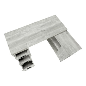 Monarch Specialties Computer L-Shaped Corner Desk With Reclaimed Wood-Look Laminate, Reversible Setup & Storage Drawers GREY I 7421