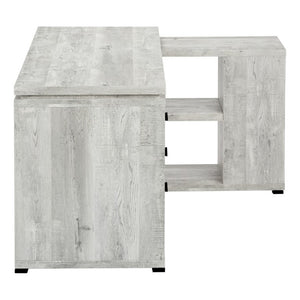 Monarch Specialties Computer L-Shaped Corner Desk With Reclaimed Wood-Look Laminate, Reversible Setup & Storage Drawers GREY I 7421