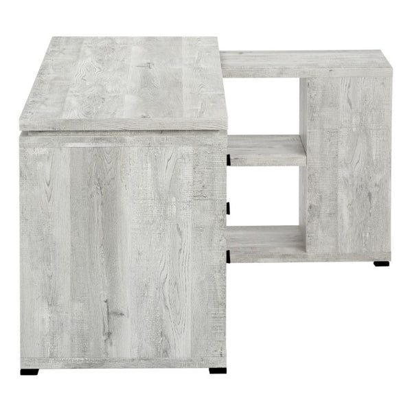 Monarch Specialties Computer L-Shaped Corner Desk With Reclaimed Wood-Look Laminate, Reversible Setup & Storage Drawers GREY I 7421