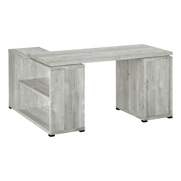 Monarch Specialties Computer L-Shaped Corner Desk With Reclaimed Wood-Look Laminate, Reversible Setup & Storage Drawers GREY I 7421