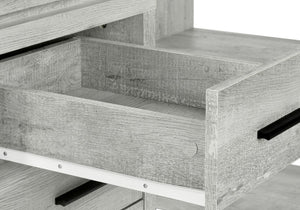Monarch Specialties Computer L-Shaped Corner Desk With Reclaimed Wood-Look Laminate, Reversible Setup & Storage Drawers GREY I 7421