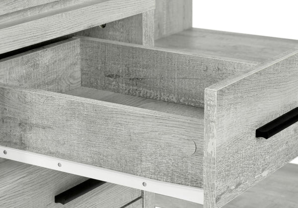 Monarch Specialties Computer L-Shaped Corner Desk With Reclaimed Wood-Look Laminate, Reversible Setup & Storage Drawers GREY I 7421