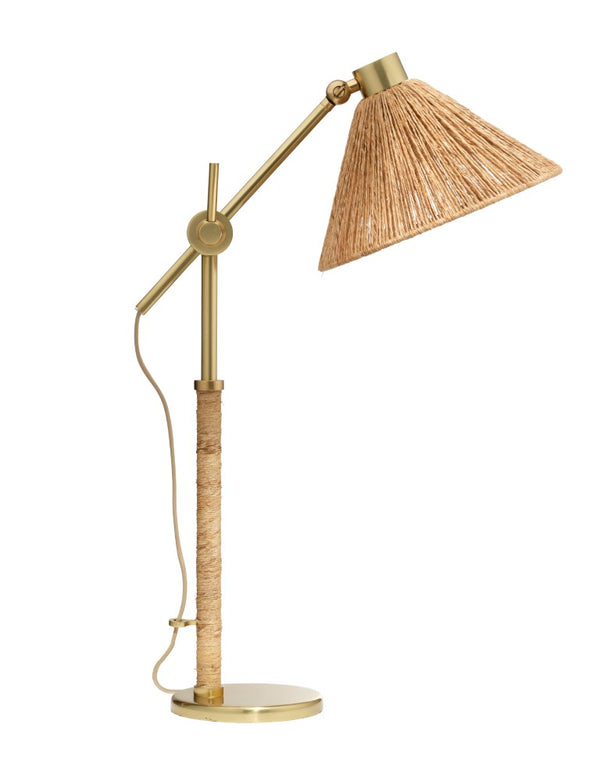 Jamie Young Co. Fitzgerald Abaca Rope Table Lamp With Brushed Brass Base, Jute Cone Shade — Coastal Warmth & Texture 9FITZGERTLNA