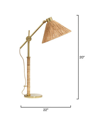 Jamie Young Co. Fitzgerald Abaca Rope Table Lamp With Brushed Brass Base, Jute Cone Shade — Coastal Warmth & Texture 9FITZGERTLNA