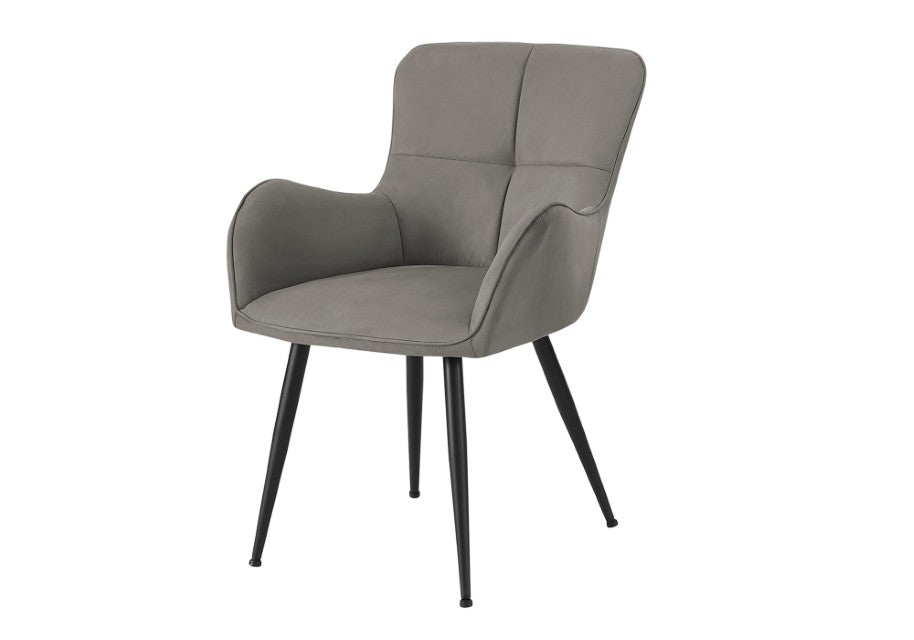 Monarch Specialties Dining Chair Set Of 2 Upholstered Suede-Look Side Chairs With Tufted Back And Metal Legs, Modern Comfort GREY,BLACK I 1159