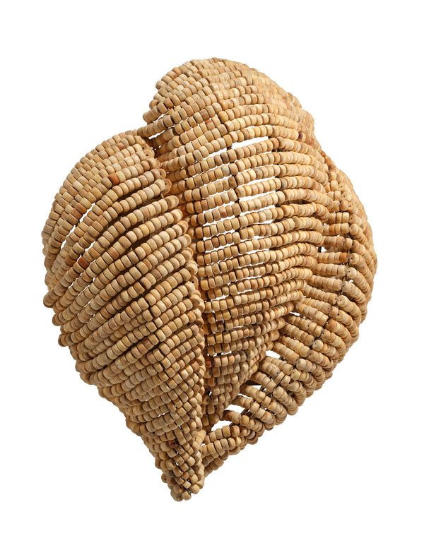 Jamie Young Co. Anguilla Natural Mango Wood Beaded Wall Sconce With Antique Brass Backplate, Handcrafted Coastal Flair 16.5"H x 14.5"W x 6.5"D 4ANGU-SCNA