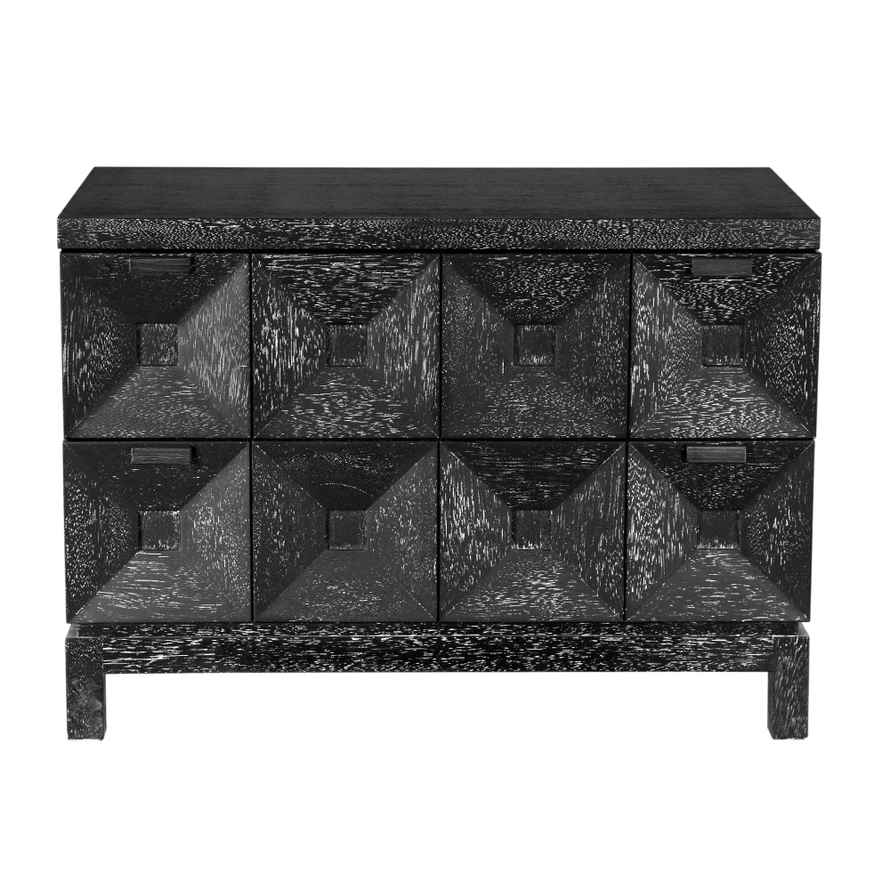 Musashi Sculptural Walnut Sideboard with Faceted Drawers for Modern Entryway Decor
