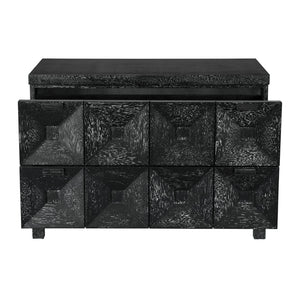 Musashi Sculptural Walnut Sideboard with Faceted Drawers for Modern Entryway Decor