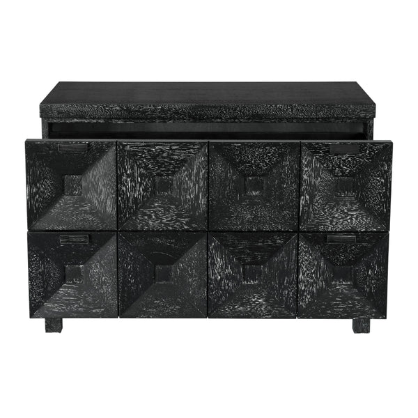 Musashi Sculptural Walnut Sideboard with Faceted Drawers for Modern Entryway Decor