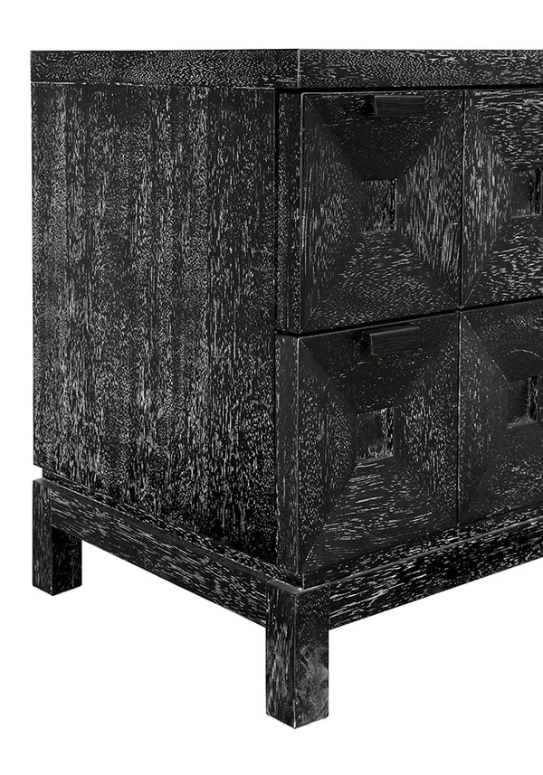 Musashi Sculptural Walnut Sideboard with Faceted Drawers for Modern Entryway Decor