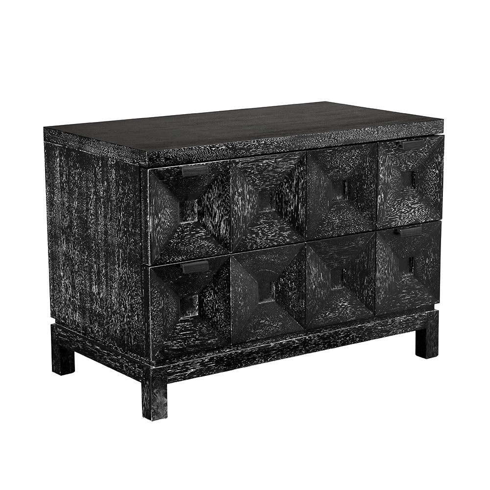 Musashi Sculptural Walnut Sideboard with Faceted Drawers for Modern Entryway Decor