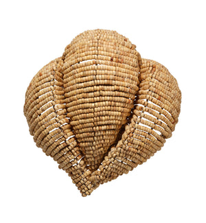 Jamie Young Co. Anguilla Natural Mango Wood Beaded Wall Sconce With Antique Brass Backplate, Handcrafted Coastal Flair 16.5"H x 14.5"W x 6.5"D 4ANGU-SCNA