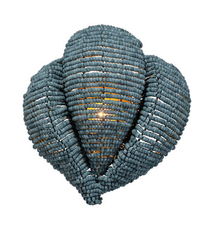 Jamie Young Co. Anguilla Handcrafted Blue Mango-Wood Bead Wall Sconce With Antique Brass Backplate, Coastal Glow 16.5"H x 14.5"W x 6.5"D 4ANGU-SCBL