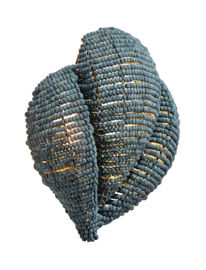 Jamie Young Co. Anguilla Handcrafted Blue Mango-Wood Bead Wall Sconce With Antique Brass Backplate, Coastal Glow 16.5"H x 14.5"W x 6.5"D 4ANGU-SCBL