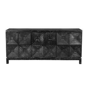 Musashi Sculptural Walnut Sideboard with Faceted Drawers for Modern Entryway Decor
