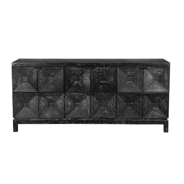 Musashi Sculptural Walnut Sideboard with Faceted Drawers for Modern Entryway Decor