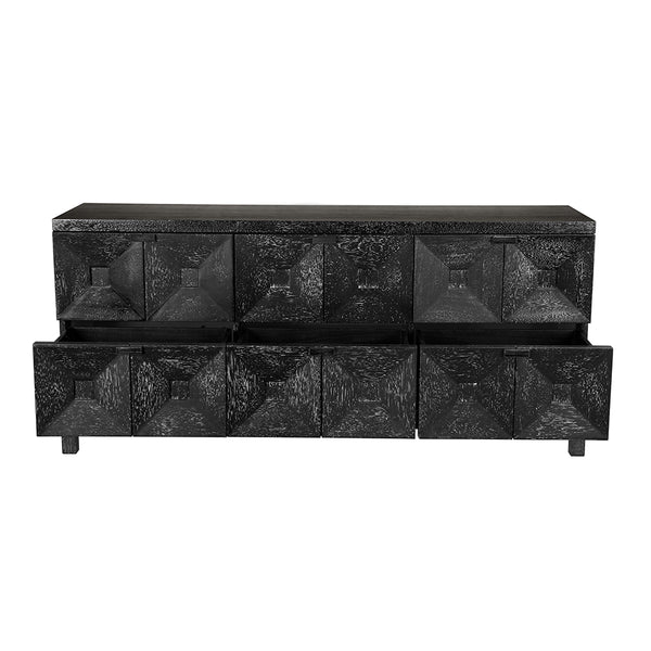 Musashi Sculptural Walnut Sideboard with Faceted Drawers for Modern Entryway Decor