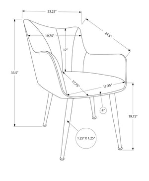 Monarch Specialties Dining Upholstered Side Chair Set Of 2 With Channel-Tufted Backs, Padded Arms, Foam Seats, Metal Legs DARK GREY,BLACK I 1167