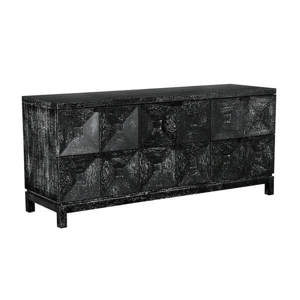 Musashi Sculptural Walnut Sideboard with Faceted Drawers for Modern Entryway Decor