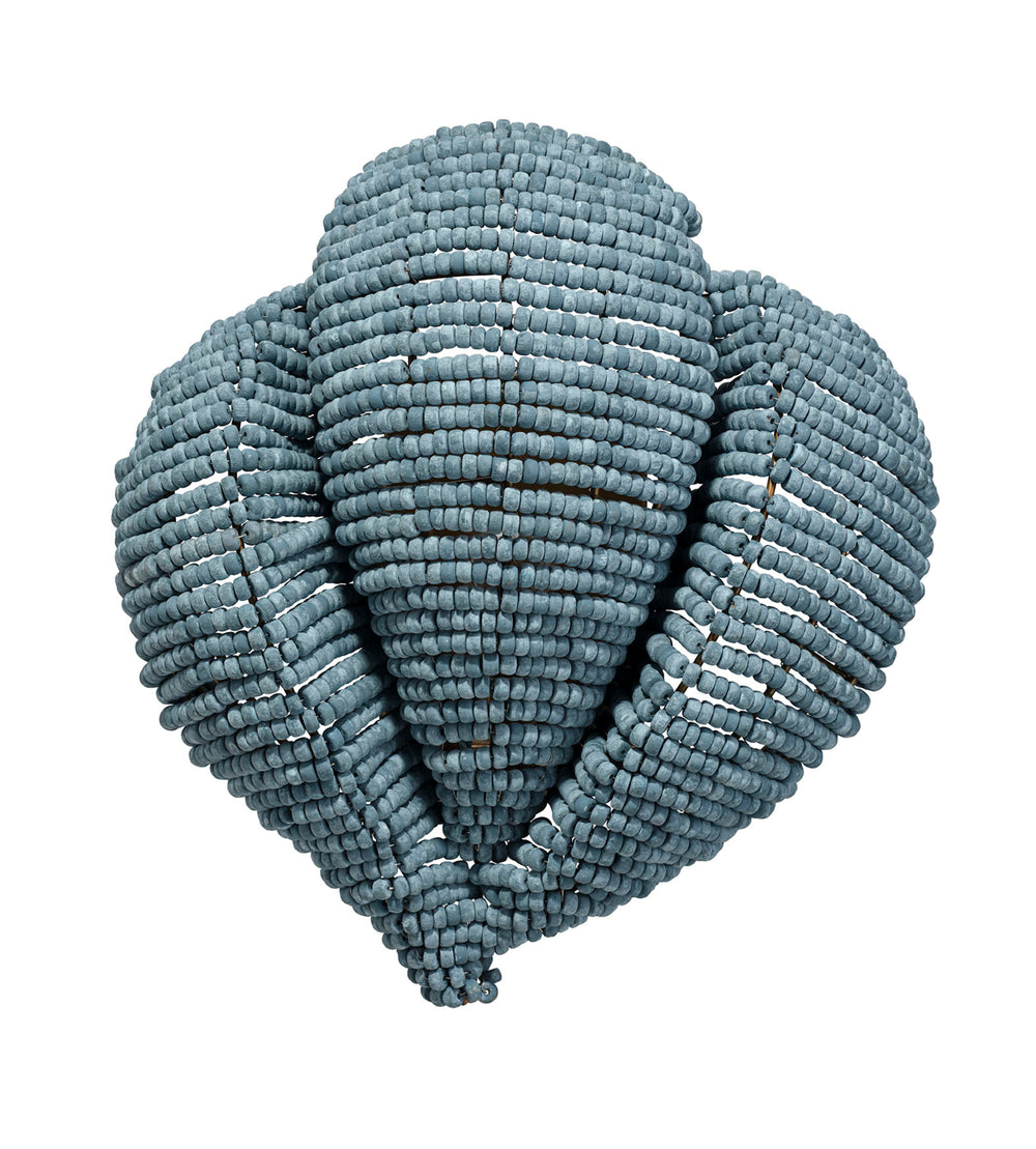Jamie Young Co. Anguilla Handcrafted Blue Mango-Wood Bead Wall Sconce With Antique Brass Backplate, Coastal Glow 16.5"H x 14.5"W x 6.5"D 4ANGU-SCBL