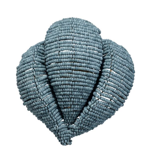 Jamie Young Co. Anguilla Handcrafted Blue Mango-Wood Bead Wall Sconce With Antique Brass Backplate, Coastal Glow 16.5"H x 14.5"W x 6.5"D 4ANGU-SCBL