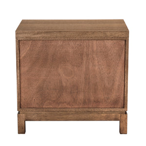 Musashi Sculptural 2 Drawer Walnut Veneer Cabinet with Brass Pulls for Bedroom or Entryway