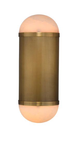 Jamie Young Co. Remedy Handcrafted Alabaster Wall Sconce With Antique Brass Backplate — Versatile Vertical/Horizontal Lighting 4REME-SCAB